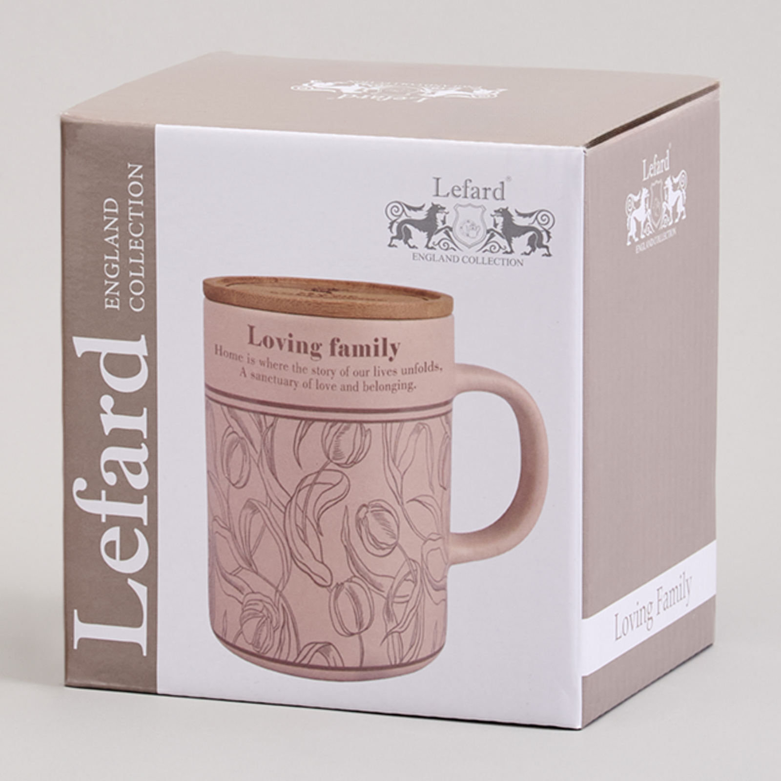 КРУЖКА LEFARD 400МЛ С БАМБУКОВОЙ КРЫШКОЙ, SWEET HOME, 8*10.9CM