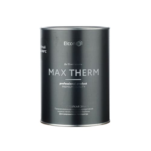 Эмаль термостойкая +1000C Elcon черная 0,8кг, 2/12