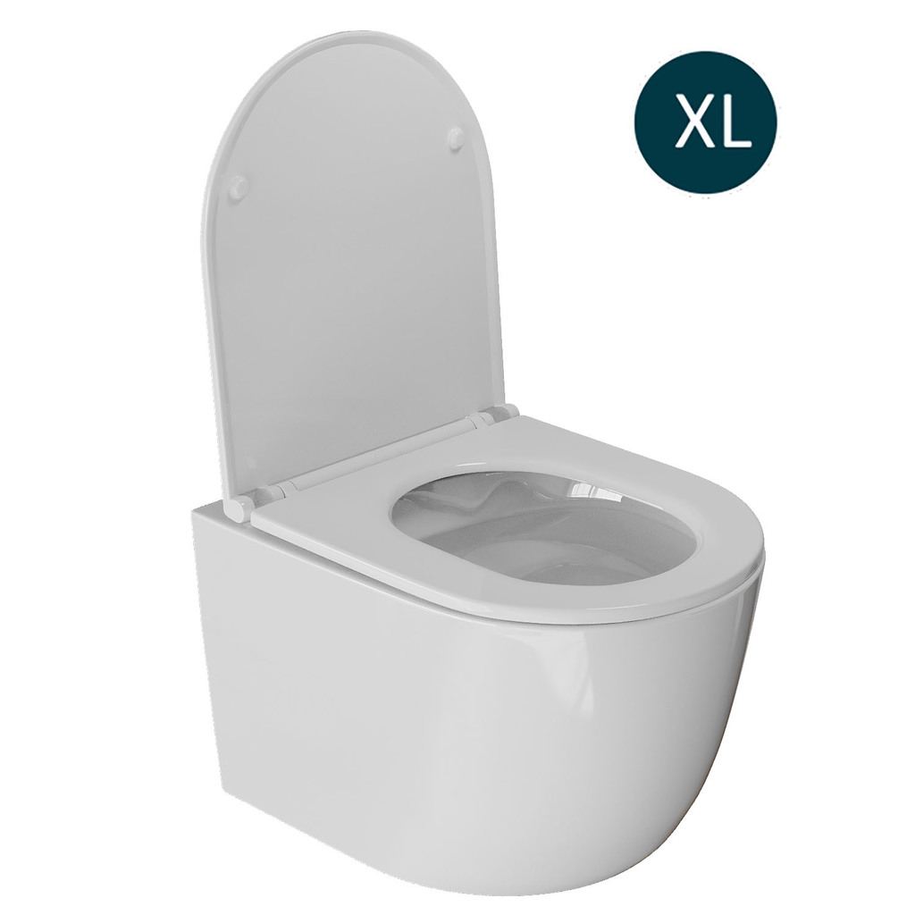 Унитаз подвесной безободковый WAVE LARA сид. дюропласт, м/л, быстр, БЕЛЫЙ глянец (XL)