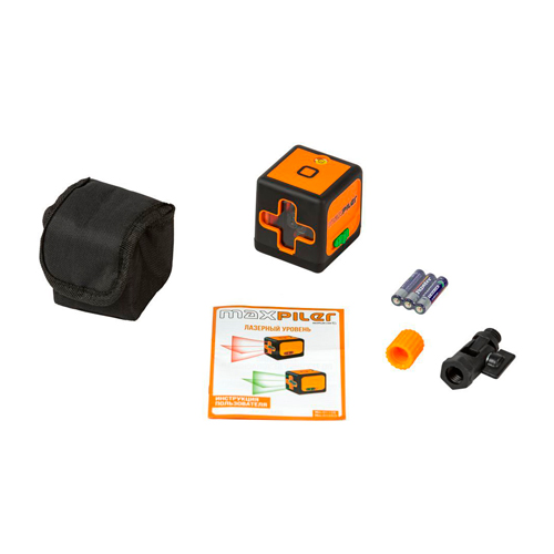 Уровень лазерный MLL-0125G, раб. диап. 25м, зел. лазер, 2 луча, фикс. , резьба под штатив, 3х1. 5В, ААА, 1/1