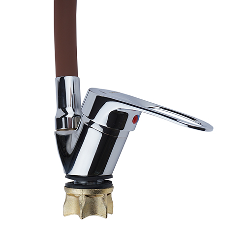 Смеситель для кухни DIKALAN D57E36, E51, коричневый, силиконовый излив, 1/12