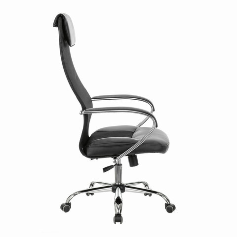 Кресло офисное BRABIX PREMIUM, Stalker EX-608 CH,  хром, ткань-сетка/кожзам, черное, 532091