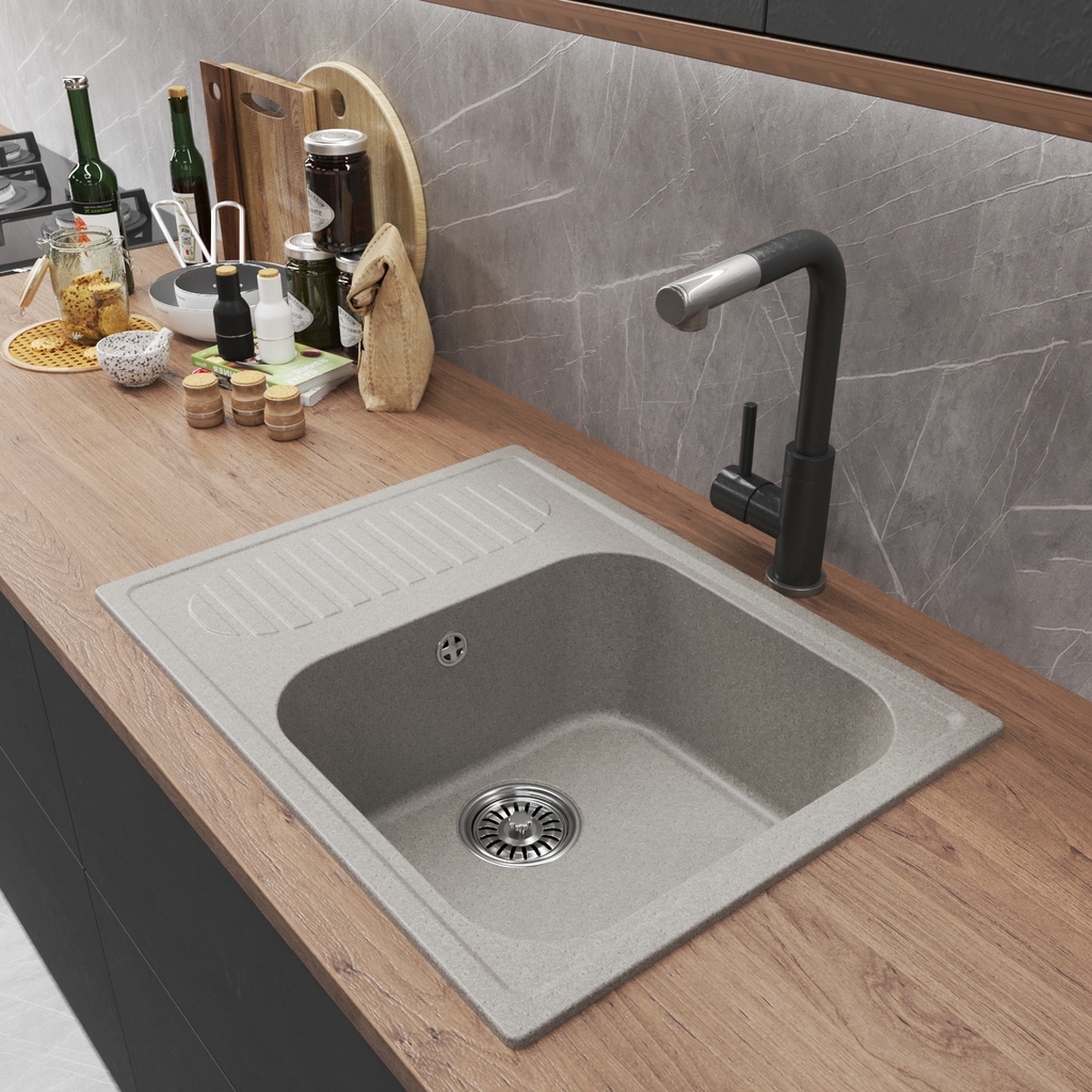 Мойка ML-GM18 с крылом, серая, 310, 640*490*190мм NEW