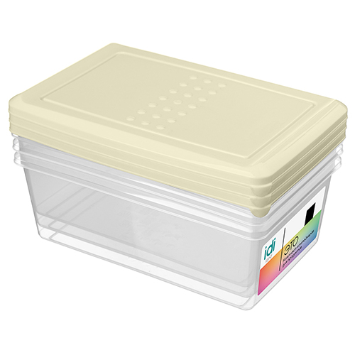 Комплект контейнеров для продуктов Homver Asti 221100925/01, прямоугольных 1.05 л х 3 шт, светло-бежевый