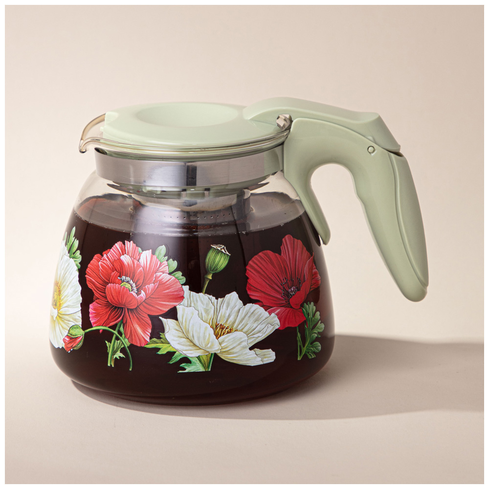 ЗАВАРОЧНЫЙ ЧАЙНИК AGNESS С ФИЛЬТРОМ, МАКИ, 900 МЛ.