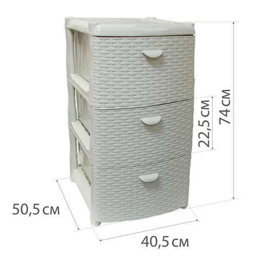 Комод IDEA РОТАНГ М 2811, 3 секции, белый ротанг