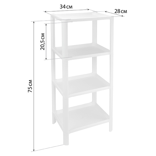 Стойка прямоугольная IDEA М 2745 малая, 4 секции, 340х280х750, белая