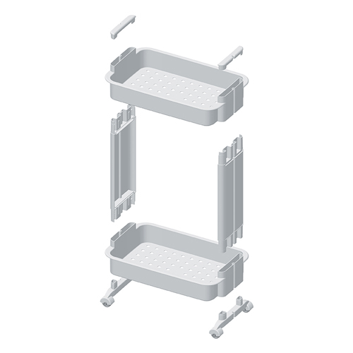 Стойка на колесах IDEA М 2732, 2 секции, широкая, белая
