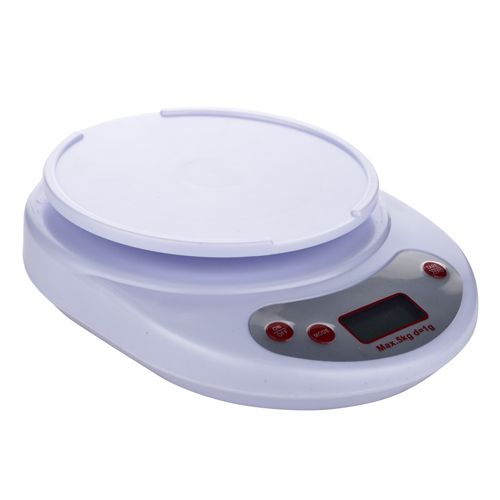 Весы кухонные электронные 5 кг, с пластиковой чашей KE-1, 1/24