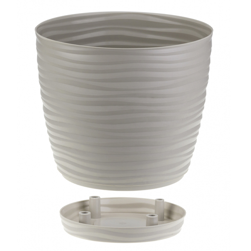 Горшок для цветов Дюна d-220мм 5,5л серый, с поддоном, 1/12