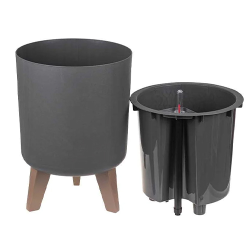 Горшок для цветов ФЛОРИАН высокое d-250мм 11л с автополивом Графитовый, 1/3