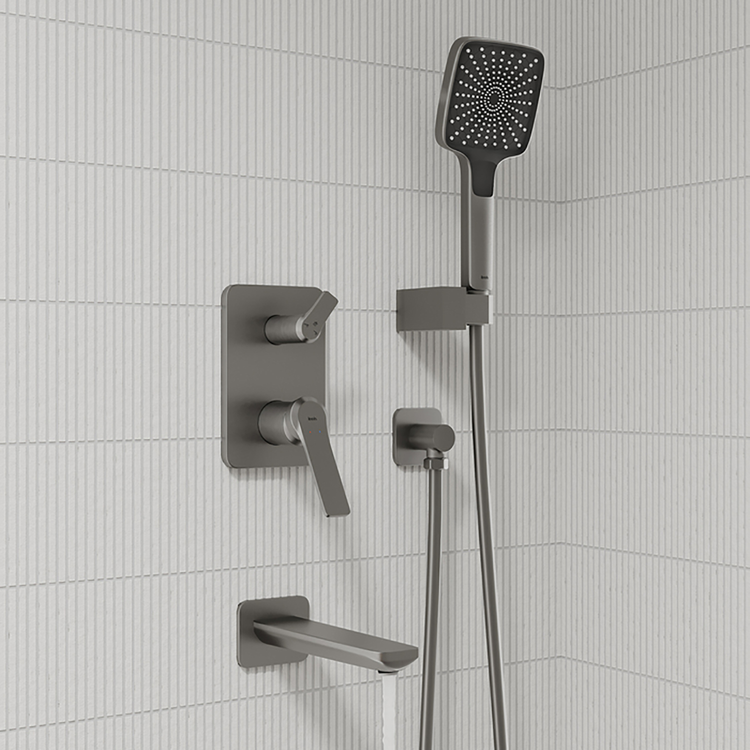 Душевая система 35к IDDIS PARGM03i68, Parker, лейка, Тропический душ, встраиваемая ГРАФИТ матовый