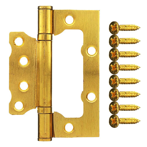 Петля дверная накладная бабочка 4х3 2,2мм pb без врезки золото, цена за штуку, арт. 1, 1/100