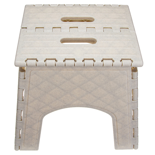 Табурет пластмассовый универсальный складной, беж. мрамор, 1/8