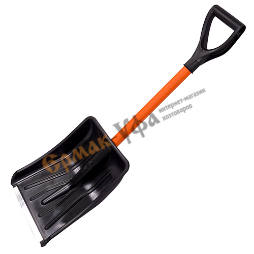 Лопата для снега автомобильная 280х370 мм длина 975 мм Авто Витязь, черенок. в морозстойкой. облетке V-ручка Цикл, требуется сборка, 1/7
