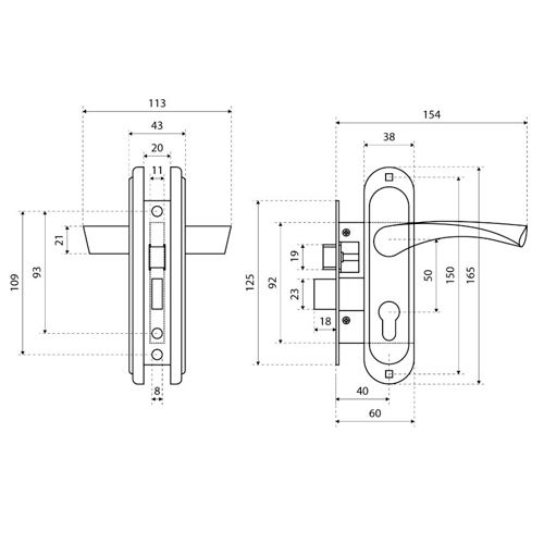 Замок врезной ЗВ4-50. 27П ОМЕГА, ант. бронза, 1/10