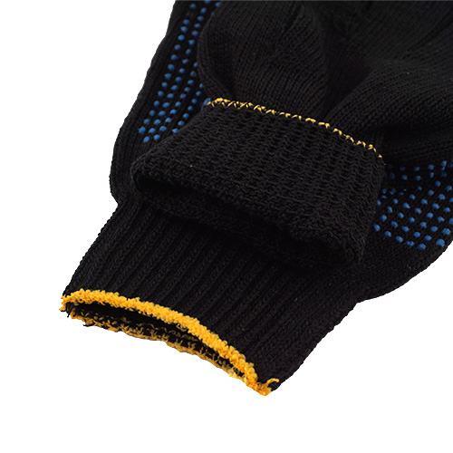 Перчатки х/б черные 7,5 кл, 6 нит с ПВХ, ЭКСТРА, Россия, 10/300