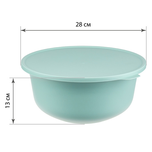 Миска пластмассовая ТЭСТИ 4,3л с крышкой, морская волна, 1/12