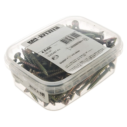 Шуруп для дерева 4,5*50, желтый цинк, 130шт, 1/18