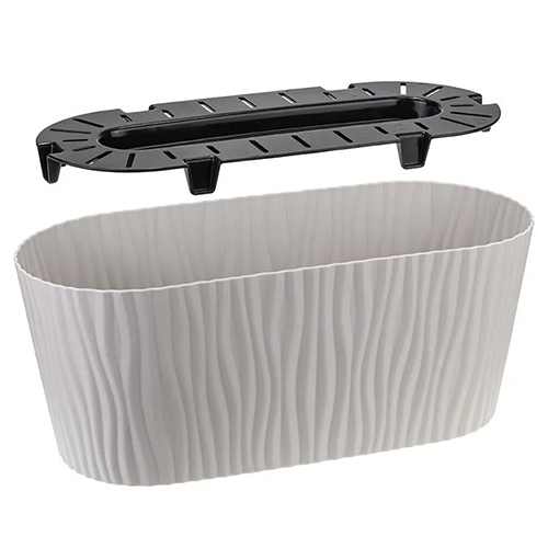 Горшок для цветов Волна 4,2 л с вкладышем овальный, кремовый, 1/9