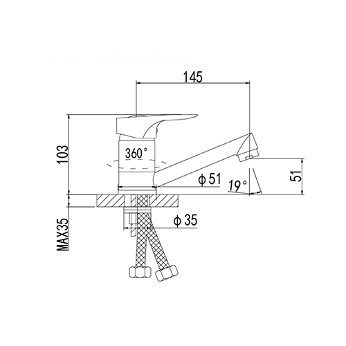 Смеситель для кухни DIKALAN D4259-2 шаровой, короткий излив, 1/12