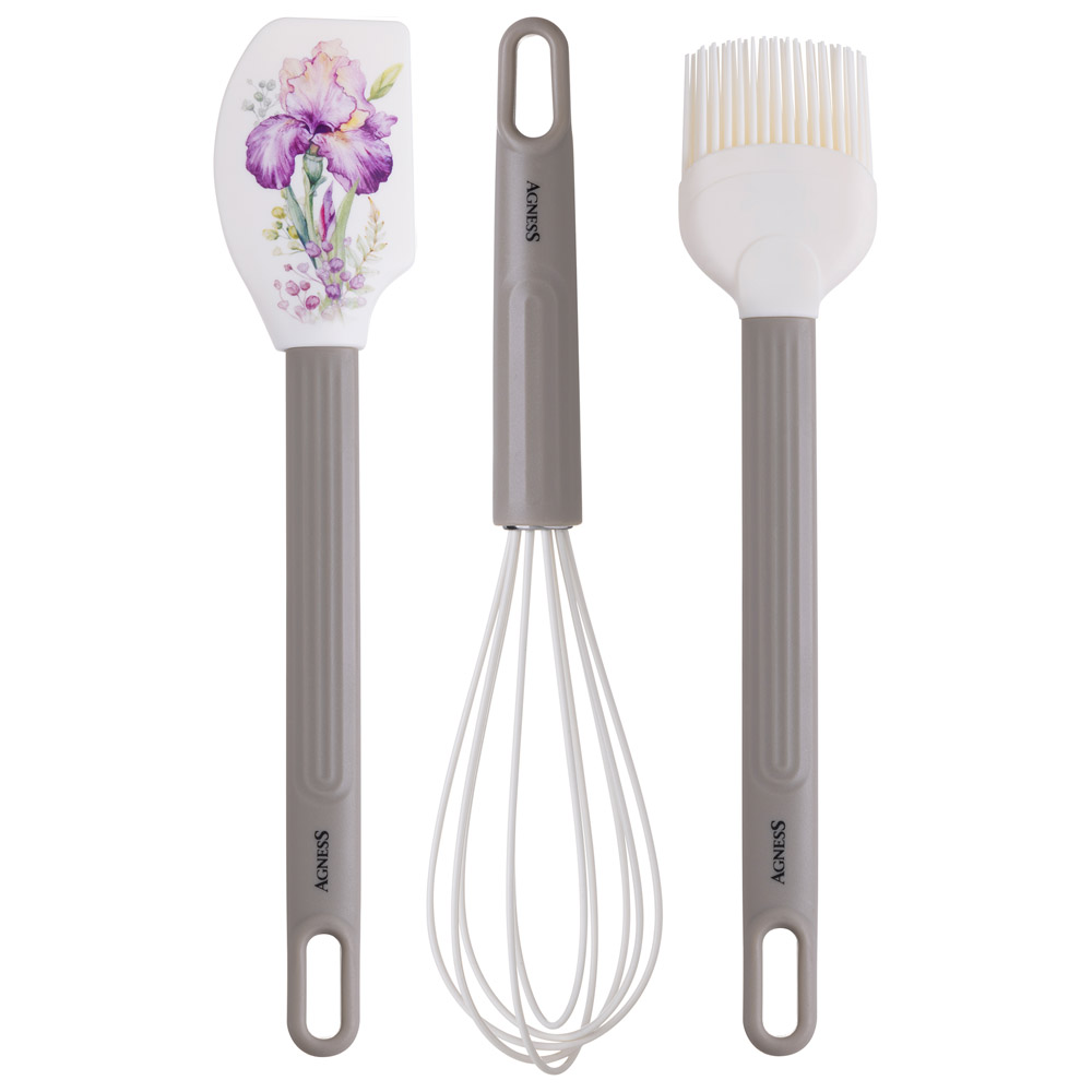 НАБОР: ВЕНЧИК, ЛОПАТКА, КИСТОЧКА AGNESS, 3 ПРЕДМЕТА, СЕРИЯ, IRISES,