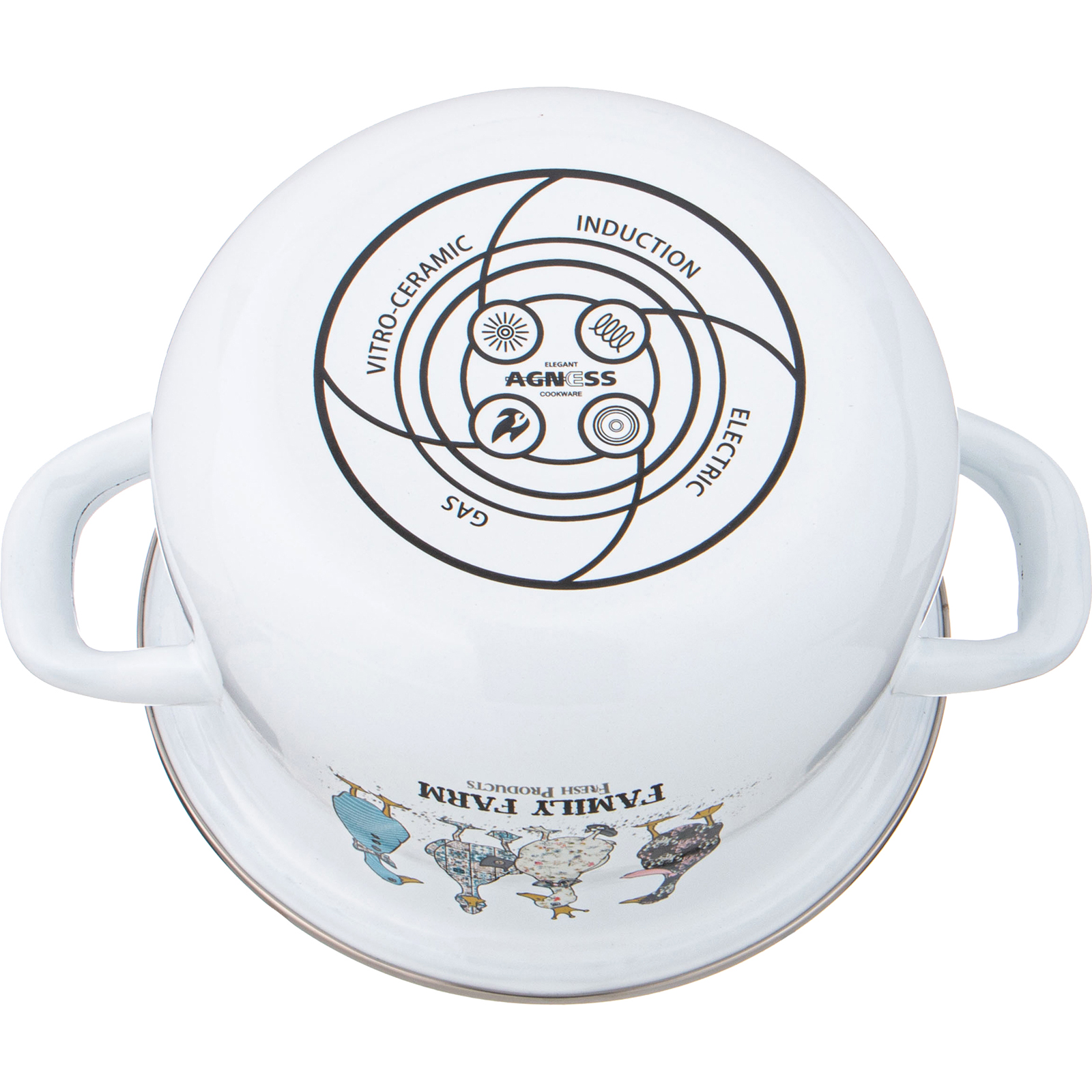 НАБОР КАСТРЮЛЬ AGNESS  ЭМАЛИРОВАННЫХ СЕРИЯ "FAMILY FARM", 4ПР. 1,5Л И 2,8Л, 16Х10СМ, 20Х12СМ