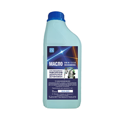 Масло ВМ/И-17/30 для доильных аппаратов с масляной вакуумной установкой всесезонное 1л, канистра, 1/12