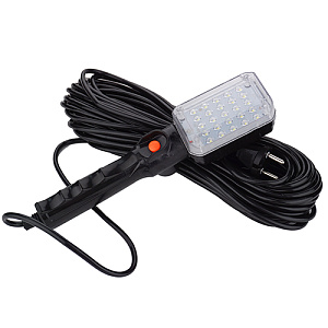 Лампа переносная 15м, светодиодная 24LED, с выключателем, сечение провода 2х0,5, 220В, 1/40
