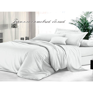 Комплект постельного белья Sateen De Luxe 2-спальный макси, гладкокрашеный, бриллиантовый белый