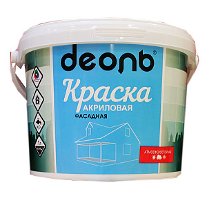 Краска фасадная 13,8кг В/Д, ДЕОЛЬ, ГОСТ супер белая 9л 1/1