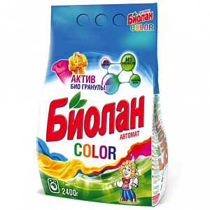 Порошок стиральный Биолан АВТОМАТ 2,4 кг Колор, 1/4