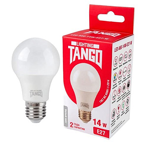 Лампочка светодиодная E27 14Вт 4000К TANGO LED A60, 10/100