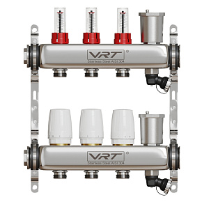 Коллекторная группа VRT® 1,  х 3/4, , евроконус 3 вых, авт в/отвод, c расходомерами