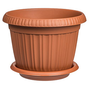 Горшок для цветов 4 л Homver Basil 221601632/01, 230 мм, с поддоном, терракотовый