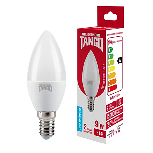 Лампочка светодиодная E14 9Вт 6500К TANGO LED C37 свеча, 10/100