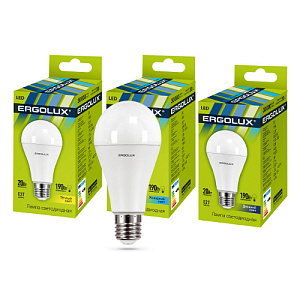 Лампочка светодиодная E27 20Вт 3000K ERGOLUX LED A65, 10/100