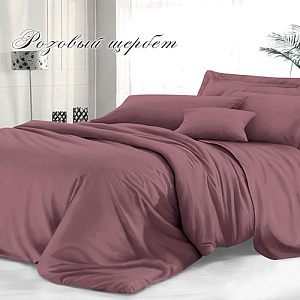 Комплект постельного белья Sateen De Luxe Евро, гладкокрашеный, наволочка 70х70 см, Розовый щербет