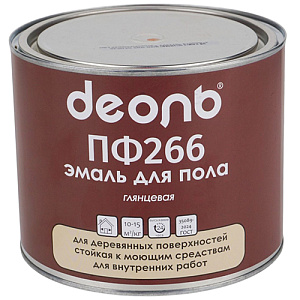 Эмаль ПФ-266 золотисто-коричневая 1,8кг для пола ГОСТ, ДЕОЛЬ 6/6