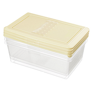 Комплект контейнеров для продуктов Homver Asti 221100925/01, прямоугольных 1.05 л х 3 шт, светло-бежевый