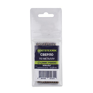 Сверло по металлу 4,0мм SPETSTEXNIK, кобальт, Р6М5К5, 10/100