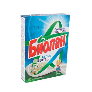 Порошок стиральный Биолан РУЧНОЙ 350гр кг Белые цветы, 24/24
