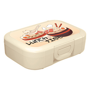Ланч-бокс 0.85 л Homver 223133625/01, с декором Lunch time, светло-бежевый