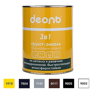 Грунт-эмаль 3в1 белый RAL 9003, 0,8 кг, ДЕОЛЬ, по ржавчине быстросохнущий, 6/6