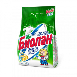 Порошок стиральный Биолан АВТОМАТ 2,4кг Эконом эксперт, 1/4