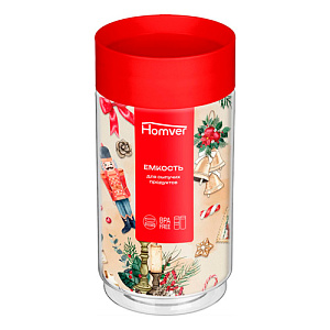 Емкость для сыпучих продуктов 1 л Homver 223138106/03, красная