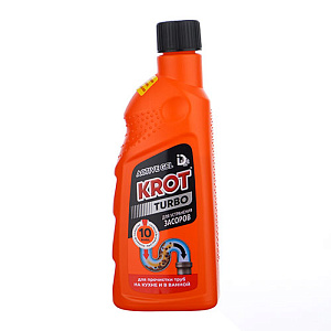 Средство от засоров KROT TURBO 500г ГЕЛЬ, 3/9
