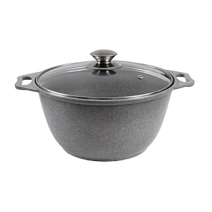 Кастрюля 2,0 л, со стеклянной крышкой, АП кмс22а KUKMARA, светлый мрамор, 1/3