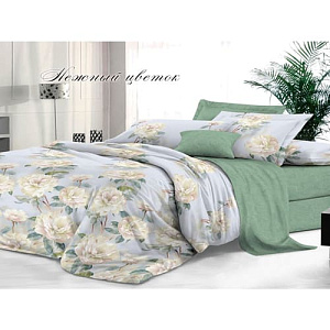 Комплект постельного белья Sateen De Luxe, 1,5-спальный, наволочки 2 шт 50х70 см, нежный цветок