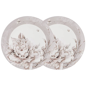 НАБОР ТАРЕЛОК ЗАКУСОЧНЫХ LEFARD, WHITE FLOWER, 2 ШТ. 23 СМ СЕРЫЙ, КОР=12НАБ.